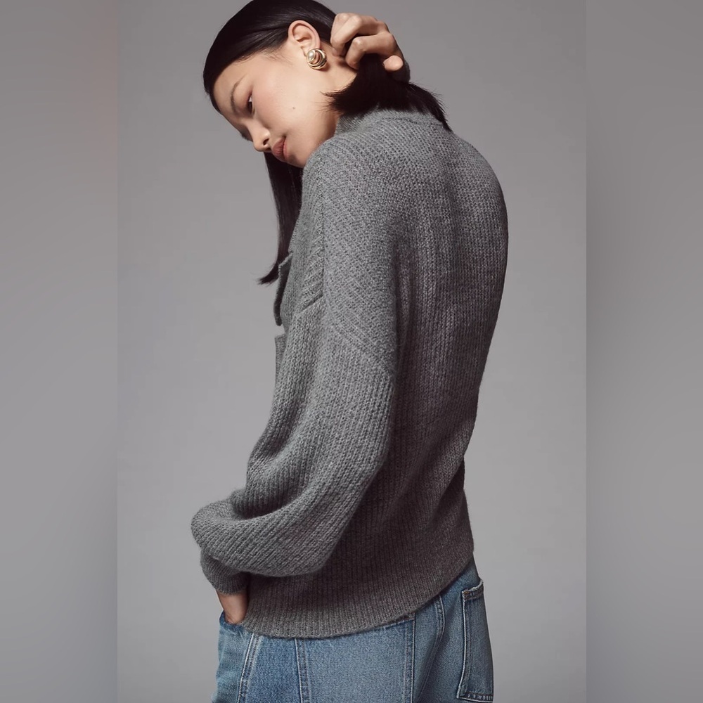 NWT Size S - Mare Mare x Anthropologie 3D Bow Sweater in Grey - Picture 3 of 14